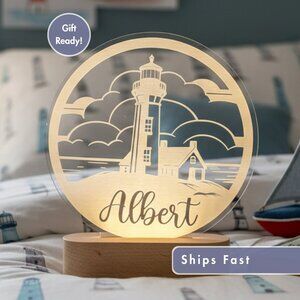 Lighthouse Custom Name Light | Personalized LED Bedroom Decor for Kids